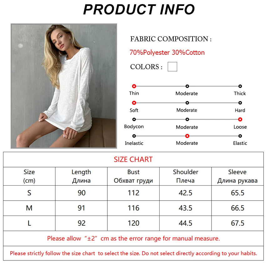 Hiloc 2025 Casual White Robe Female Spring Loose O Neck Night Dress Women Fashion Knitted Long Sleeve Sleepwear Woman Dresses