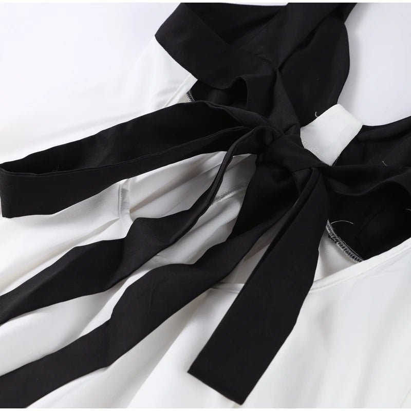 Elegant Bra-Splicing Slip Long Dress Women Sleeveless Backless Lace Up Party Dresses 2025 Summer Beach Patchwork Female Robes