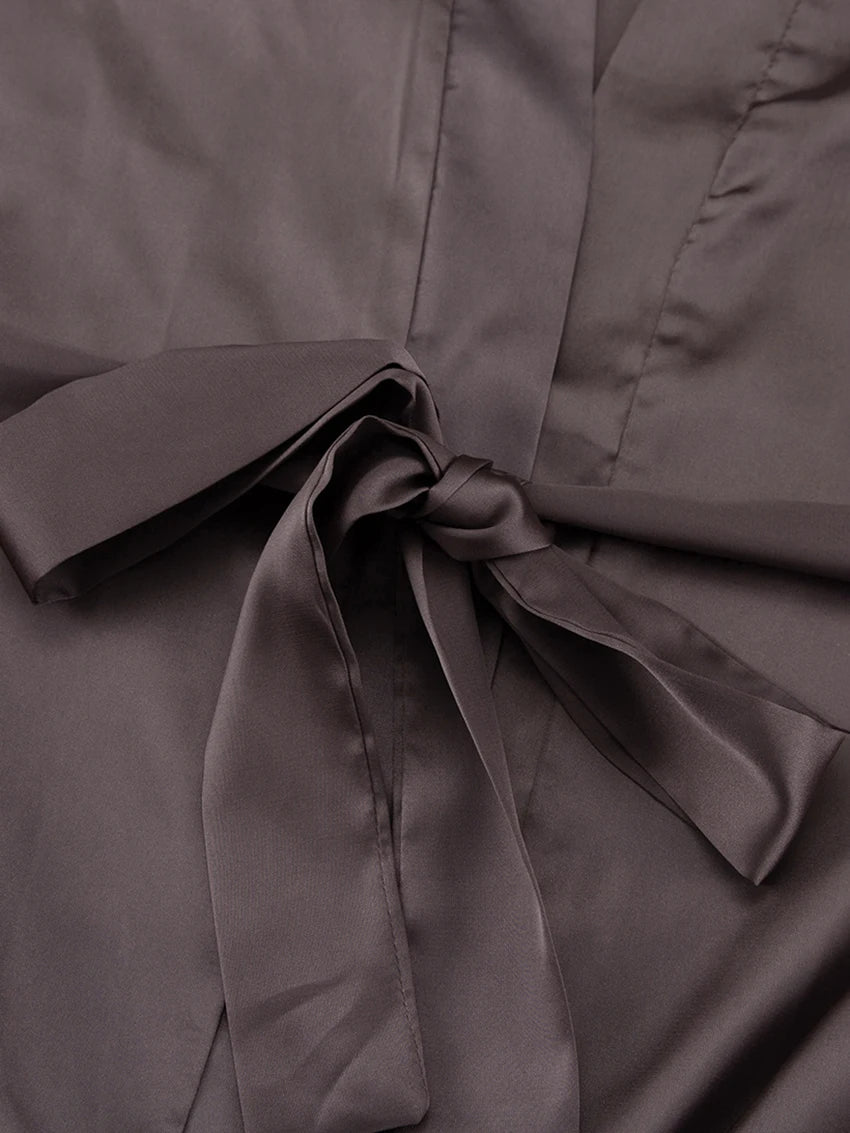 Marthaqiqi Casual Ladies Nightwear Suit Sexy V-Neck Robe Long Sleeve Nightgown Tank Top Sleepwear Pants Loose Pajama 3 Piece Set