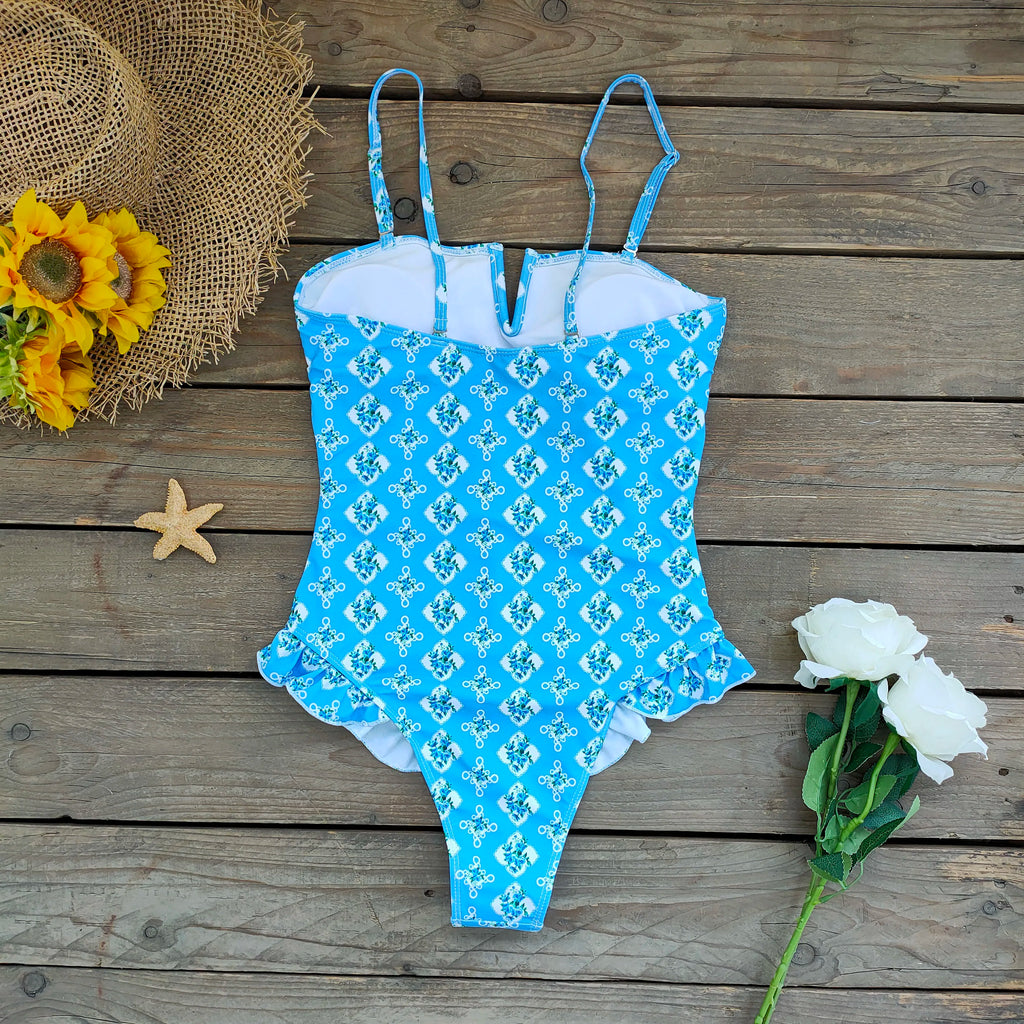 Bandage One Piece Swimsuit Women Swimwear Ruffle Bodysuit Monokini Print Swim Suit Bathing Suit Beachwear