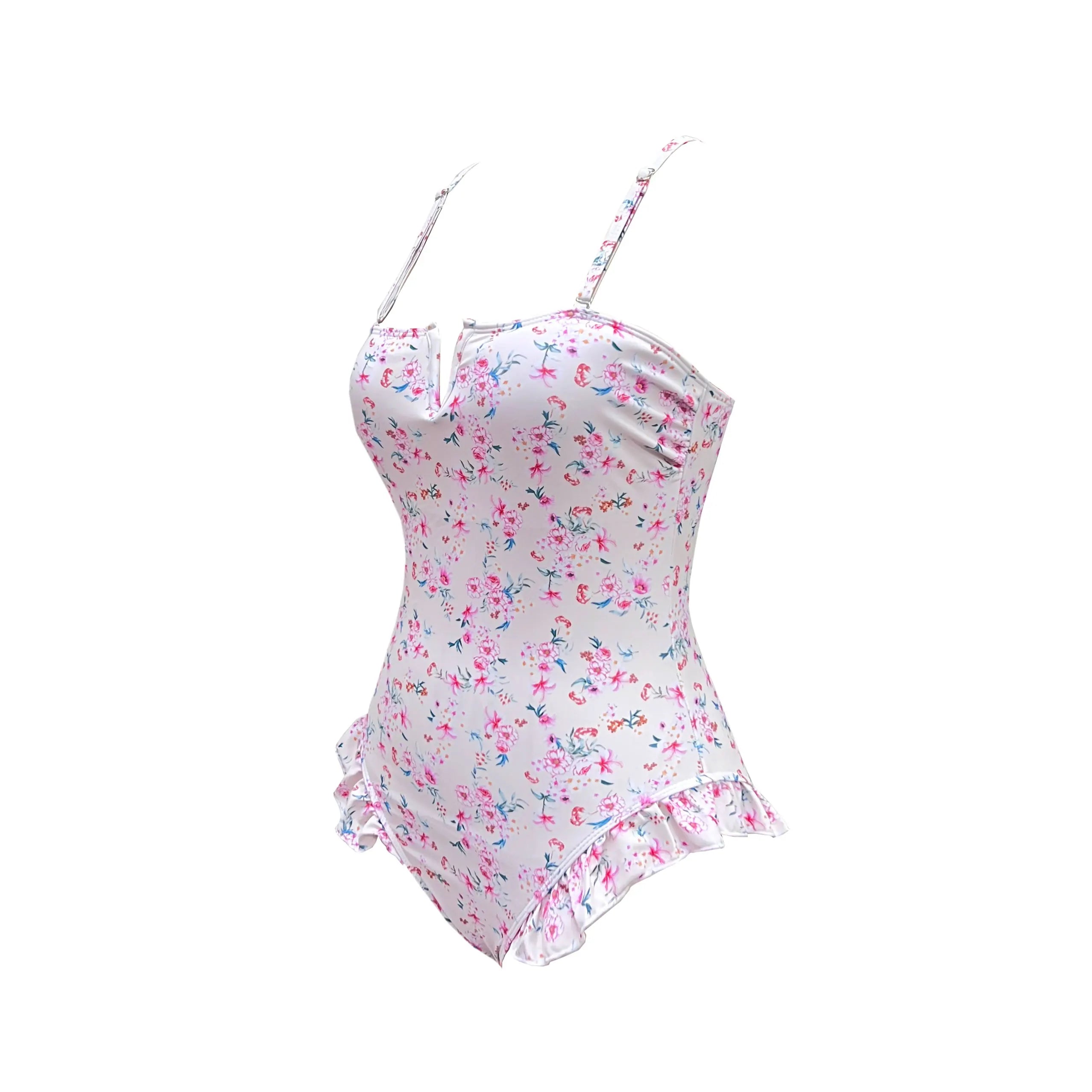 Bandage One Piece Swimsuit Women Swimwear Ruffle Bodysuit Monokini Print Swim Suit Bathing Suit Beachwear