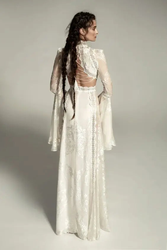 Bohemian Beach Wedding Dresses customsized Full Lace Applique Mermaid Long Sleeve Summer Holiday Country Birdal Gown