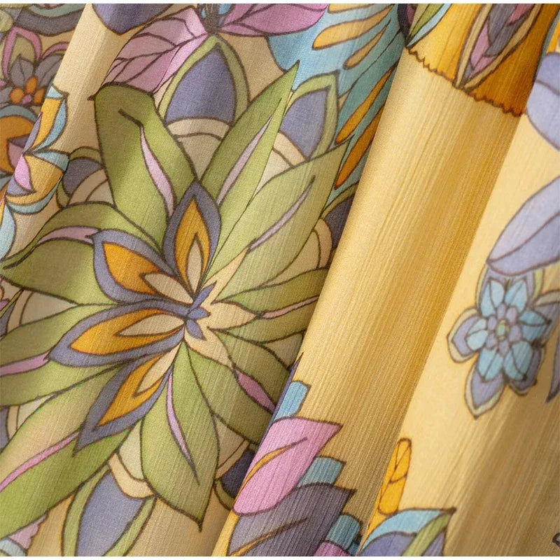 Floral Print Women's Dress Boho Sling V-neck Sleeveless Backless Straight Female Dresses 2025 Summer Elegant Vacation Lady Robes