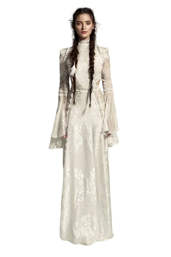 Bohemian Beach Wedding Dresses customsized Full Lace Applique Mermaid Long Sleeve Summer Holiday Country Birdal Gown