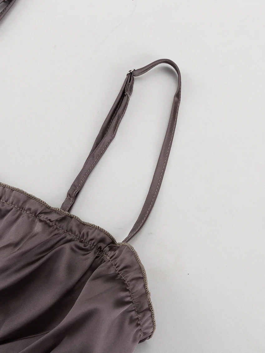 Marthaqiqi Casual Ladies Nightwear Suit Sexy V-Neck Robe Long Sleeve Nightgown Tank Top Sleepwear Pants Loose Pajama 3 Piece Set