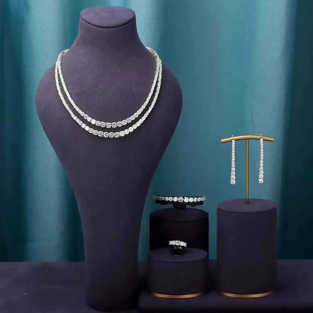 4pcs Bridal Cubic Zirconia Jewelry Sets For Women Party Luxury Dubai Nigeria CZ Crystal Wedding Jewelry Sets