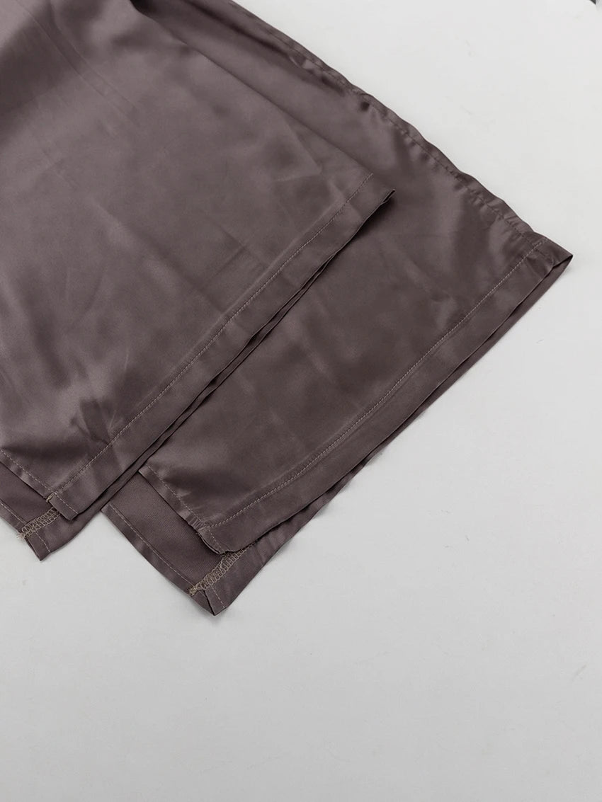 Marthaqiqi Casual Ladies Nightwear Suit Sexy V-Neck Robe Long Sleeve Nightgown Tank Top Sleepwear Pants Loose Pajama 3 Piece Set