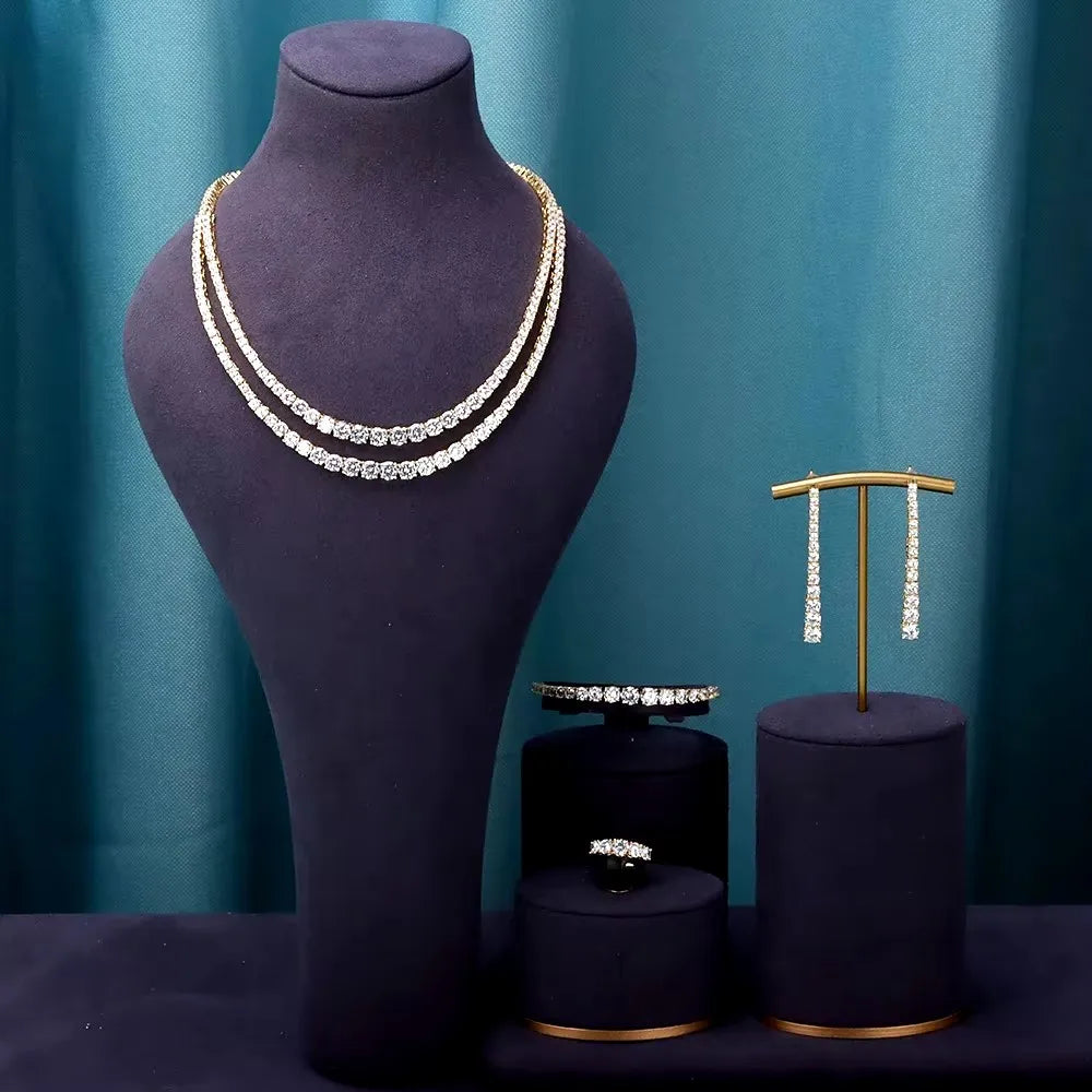 4pcs Bridal Cubic Zirconia Jewelry Sets For Women Party Luxury Dubai Nigeria CZ Crystal Wedding Jewelry Sets