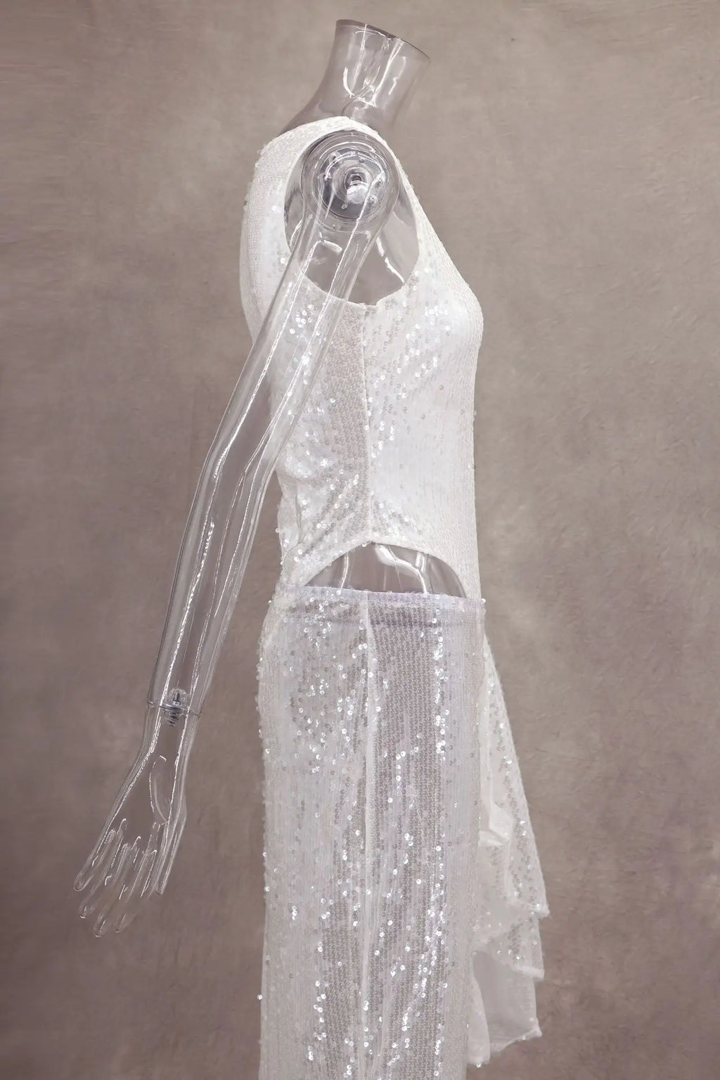 Women Sequined Jumpsuits Ruched Skirts Sets Sexy O-neck Sleeveless Bodysuit High Split Skirt 2 Piece Sets Holiday Beach Outfits