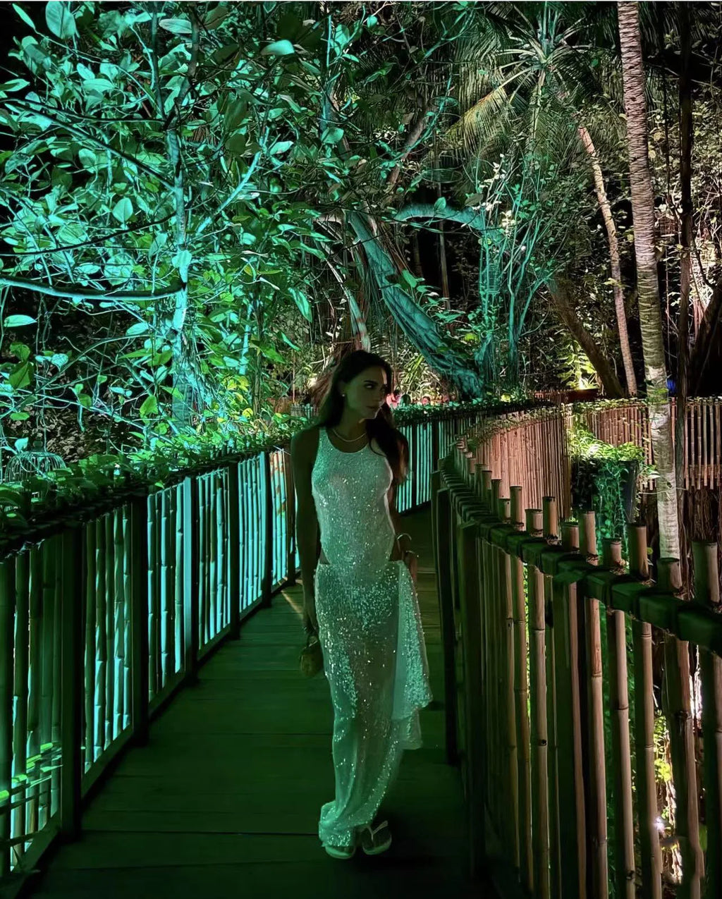 Women Sequined Jumpsuits Ruched Skirts Sets Sexy O-neck Sleeveless Bodysuit High Split Skirt 2 Piece Sets Holiday Beach Outfits