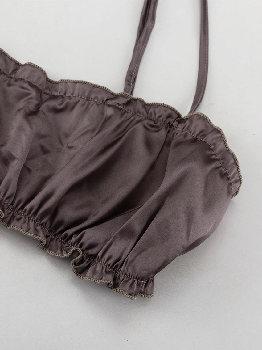 Marthaqiqi Casual Ladies Nightwear Suit Sexy V-Neck Robe Long Sleeve Nightgown Tank Top Sleepwear Pants Loose Pajama 3 Piece Set