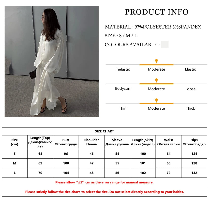 Marthaqiqi White Ladies Nightwear Set Turn-Down Collar Sleepwear Long Sleeve Nightgowns Long Skirt Fashion Female Pajamas Suits