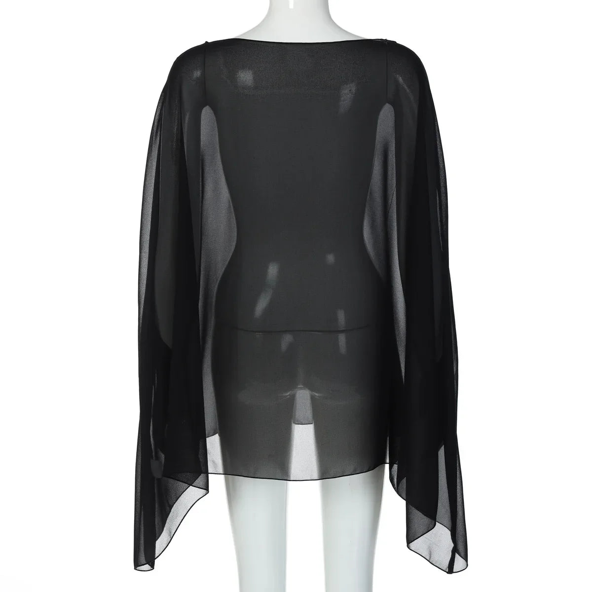 Woman Clothes See-through Chiffon Blouses Sexy Fashion Solid Cover-ups Ladies Elegant Night Club Tops White Black Streetwear